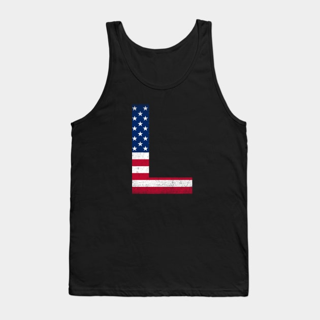 Vintage Letter L Capital Alphabet L American Flag Tank Top by Shariss